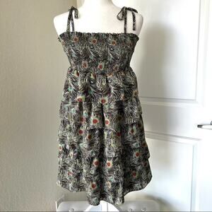 Liberty of London x Target Peacock Ruffled Smocked Top Mini Dress